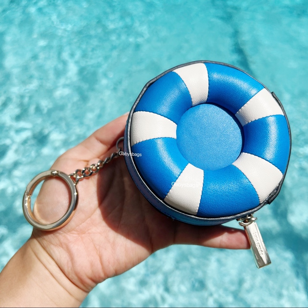 kate spade Blue and White Lifesaver Keychain Coin Purse